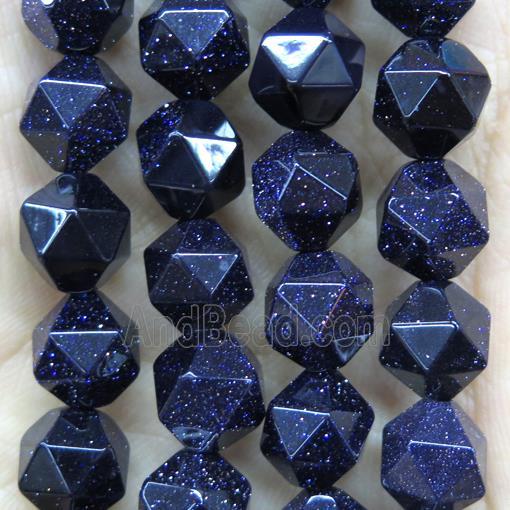 faceted round Blue SandStone beads ball