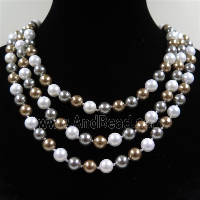 Pearlized Shell knoted necklace, round