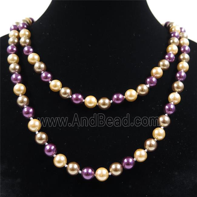Pearlized Shell knoted necklace, round
