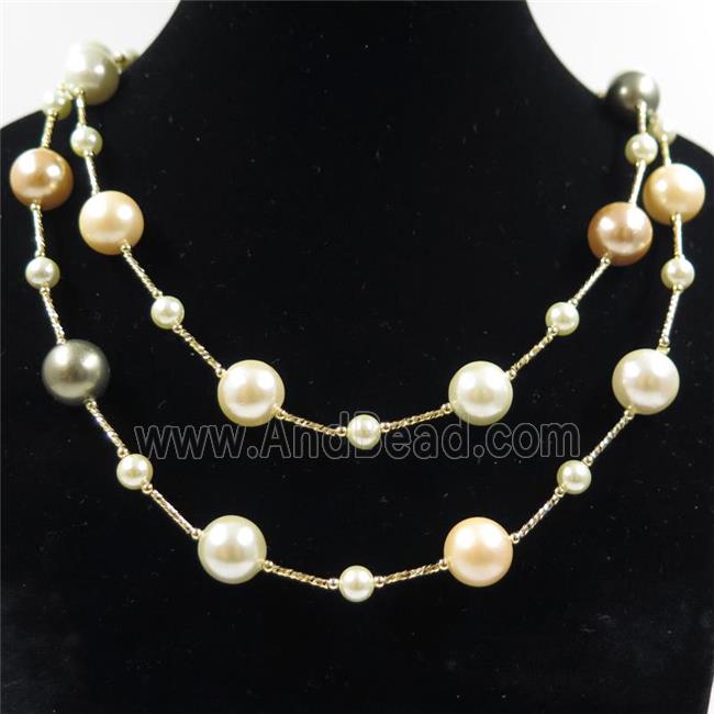 Pearlized Shell necklace, round