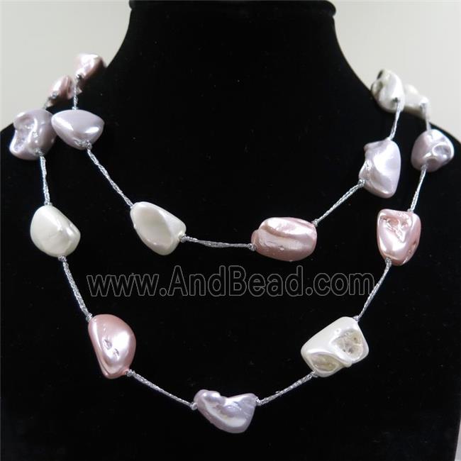 Pearlized Shell necklace, freeform