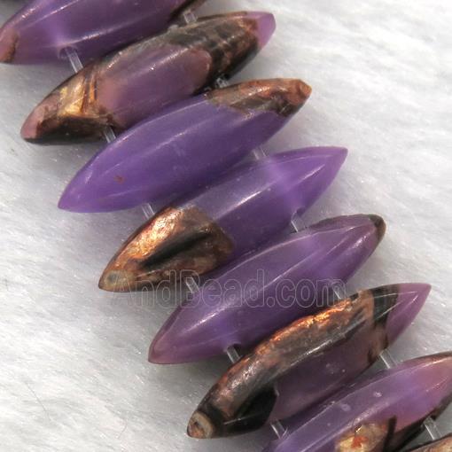 purple Imperial Jasper oval beads with broznite