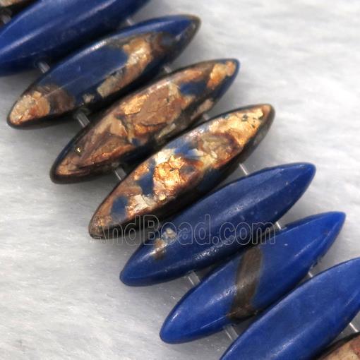 blue Imperial Jasper oval beads with broznite