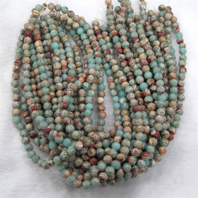 round blue Imperial Jasper beads, synthetic