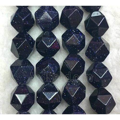 blue sandstone ball beads, starcut, faceted round