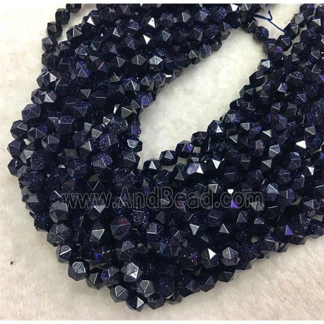 blue sandstone ball beads, starcut, faceted round