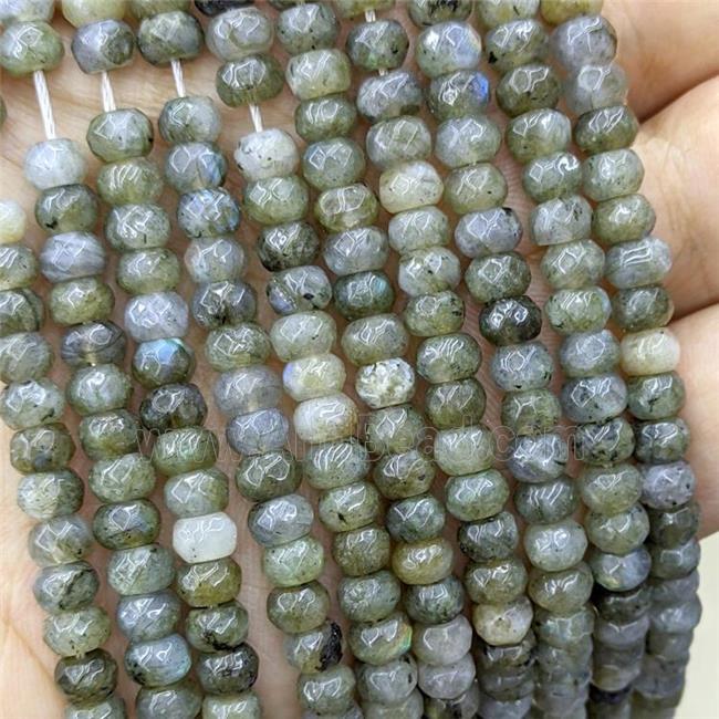 Labradorite bead, faceted rondelle