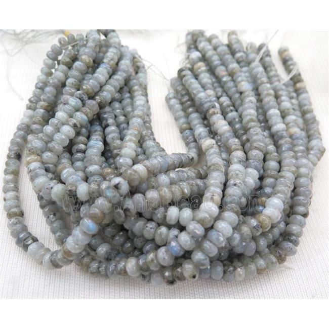 Labradorite bead, faceted rondelle