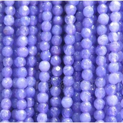 tiny jade bead, faceted round, dye lavender