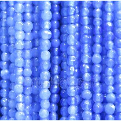 tiny jade bead, faceted round, dye blue