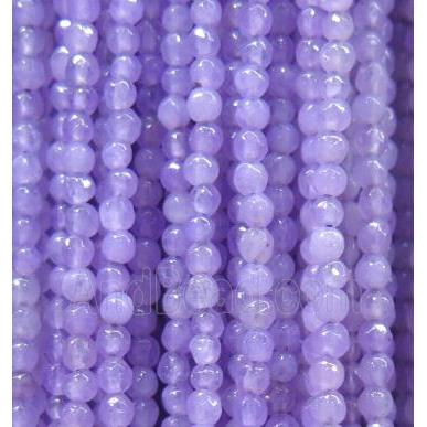 tiny jade bead, faceted round, dye lavender