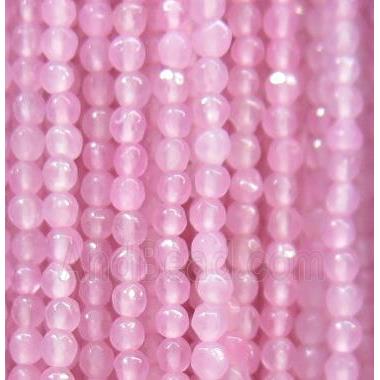 tiny jade seed beads, faceted round, dye pink