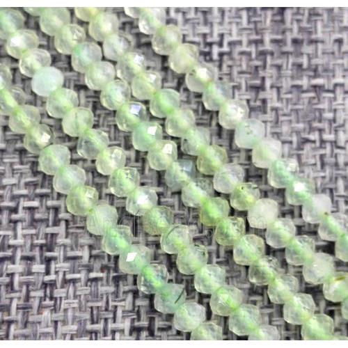 green Prehnite beads, faceted rondelle