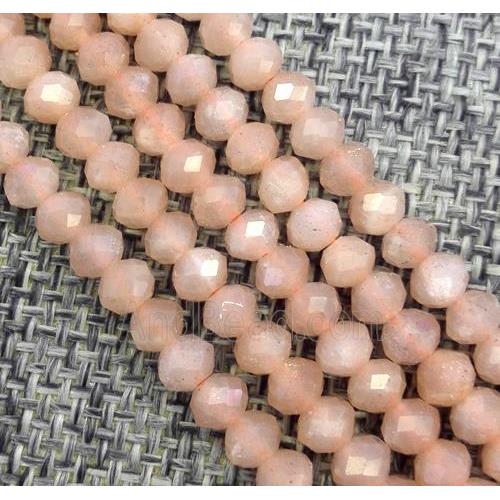 orange MoonStone beads, faceted rondelle
