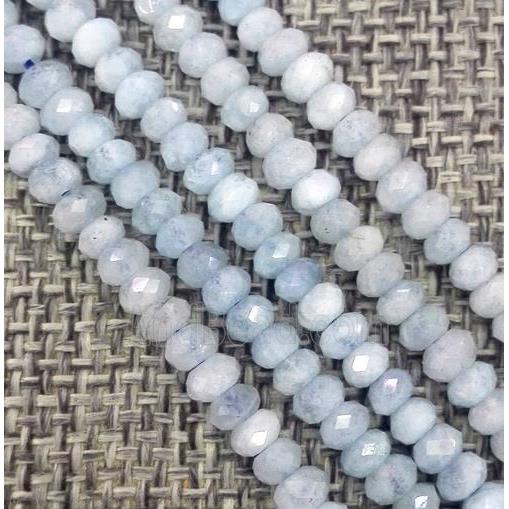 Aquamarine beads, faceted rondelle, blue
