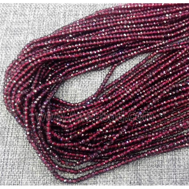 tiny red Garnet beads, faceted rondelle