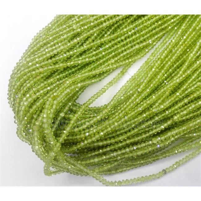 tiny Peridot beads, faceted rondelle, olive
