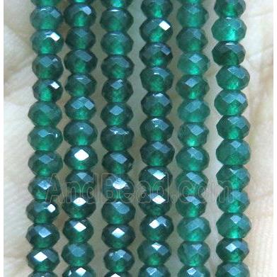 tiny green agate beads, dye, faceted rondelle