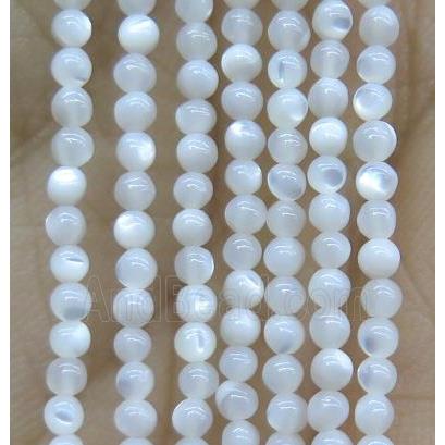 tiny round pearl shell beads, white