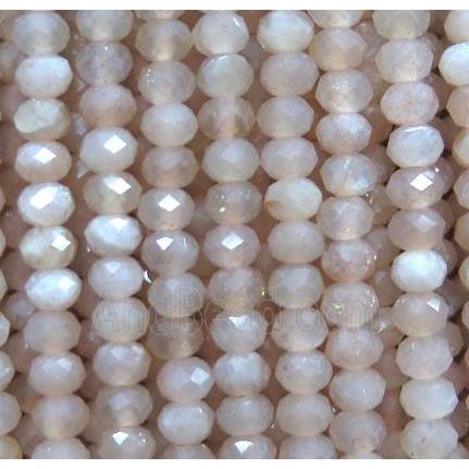 tiny moonstone beads, faceted rondelle, light orange
