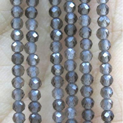 tiny Smoky Quartz Beads, faceted round