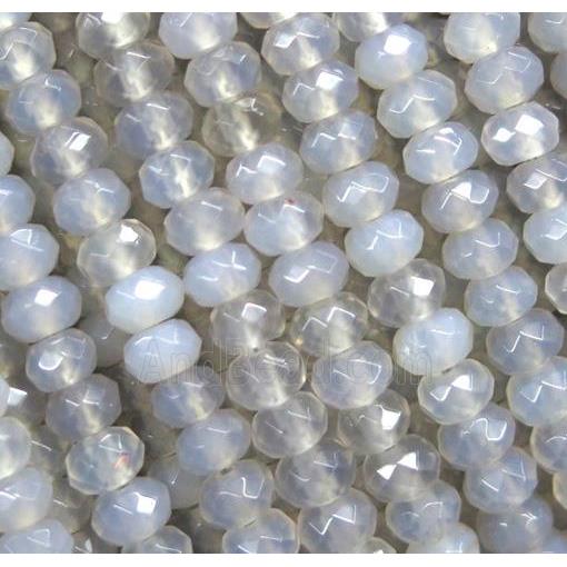 tiny gray agate beads, faceted rondelle
