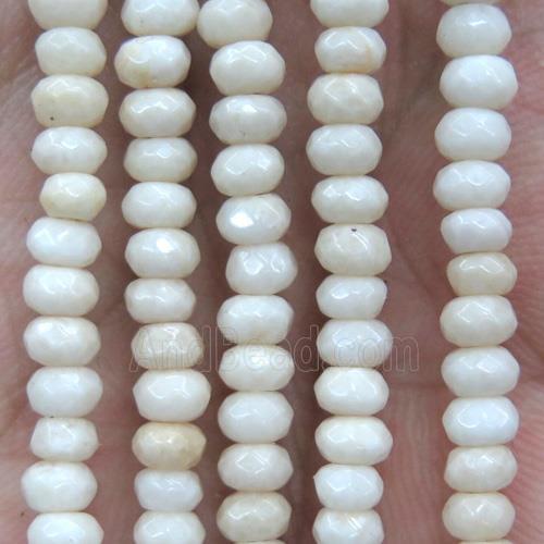 tiny white jade beads, faceted rondelle