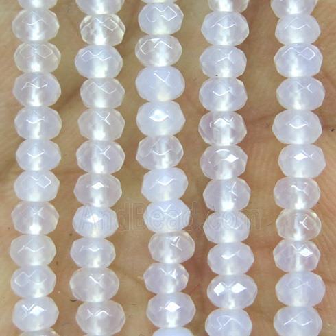 tiny white Agate Beads, faceted rondelle