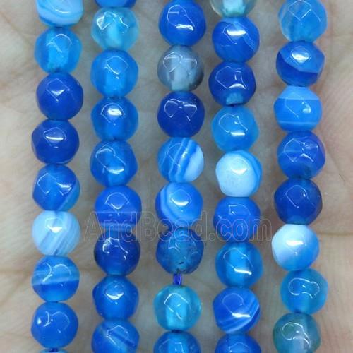 tiny blue stripe Agate beads, faceted round