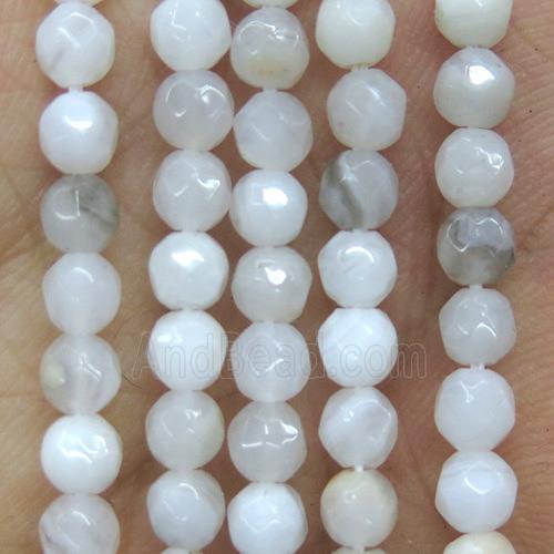 tiny Chinese white crazy agate beads, faceted round