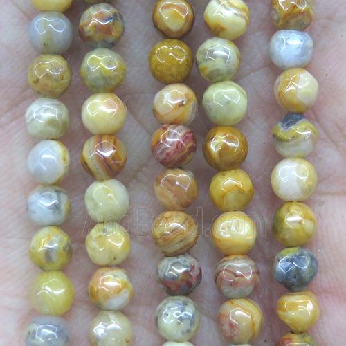 tiny yellow crazy agate beads, faceted round