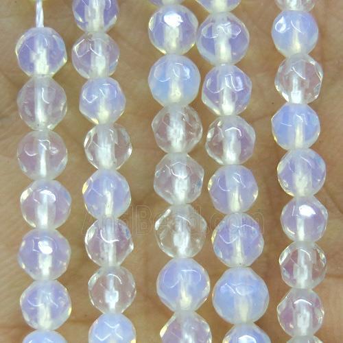 tiny white opalite beads, faceted round