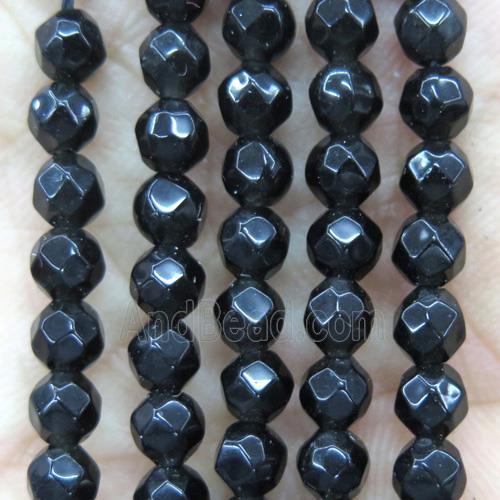 tiny black jasper beads, faceted round