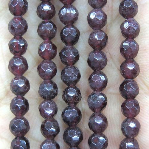 tiny red garnet beads, faceted round