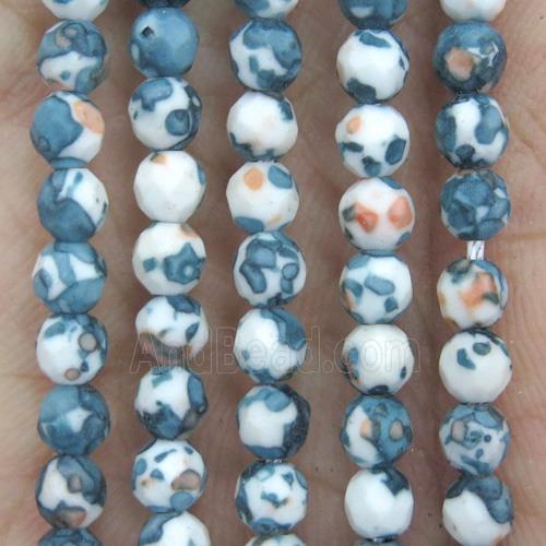 tiny turquoise beads, faceted round, dye