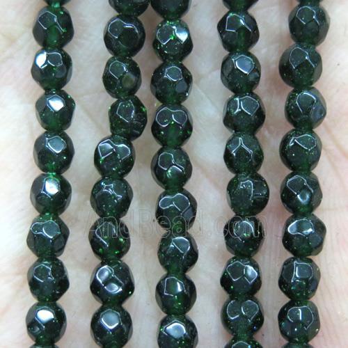tiny green sandstone beads, faceted round