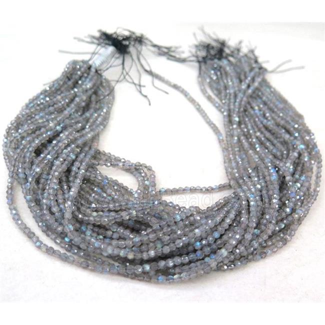 Tiny labradorite stone bead, faceted round, hand-cutting, AAA-Grade