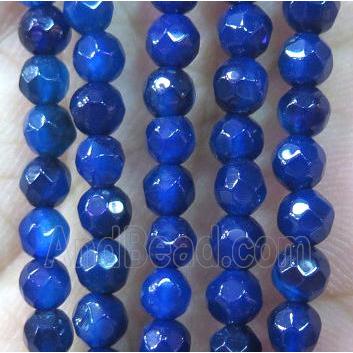 Tiny blue agate bead, faceted round