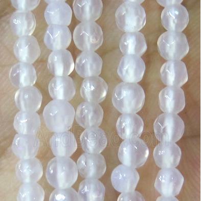Tiny white agate bead, faceted round