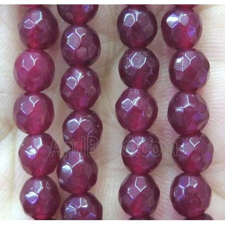 red agate bead, faceted round