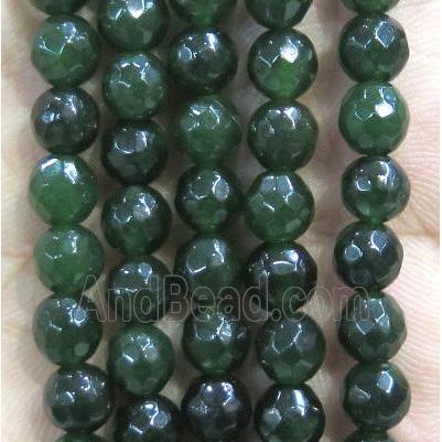 Jade Beads, faceted round, green dye