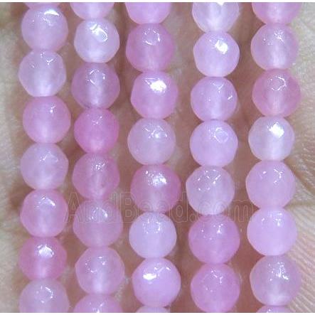Jade Beads, faceted round, pink dye