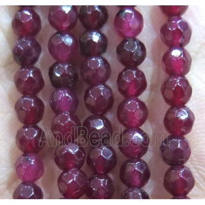 Jade Beads, faceted round, deepRed dye