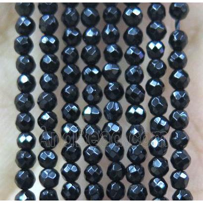 black onyx agate seed beads, faceted round