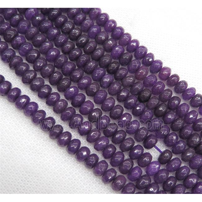 purple Jade bead, faceted rondelle, dye
