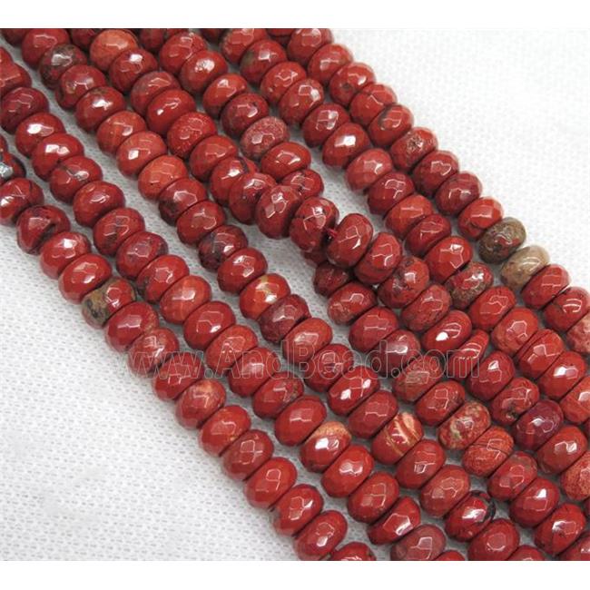 Red Jasper beads, faceted rondelle