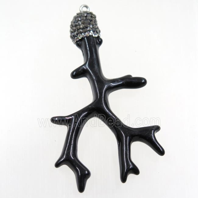 black resin branch pendant paved rhinestone