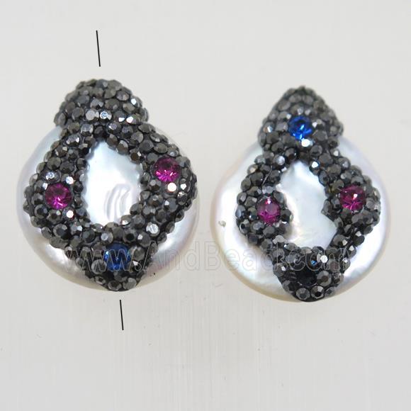 freshwater pearl beads paved rhinestone