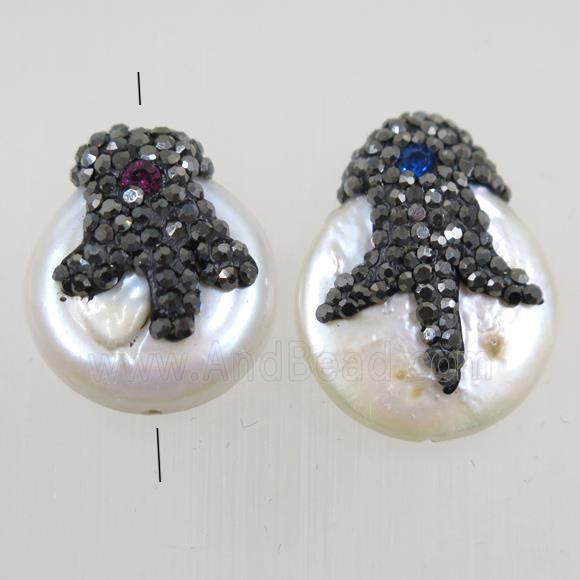 freshwater pearl beads paved rhinestone