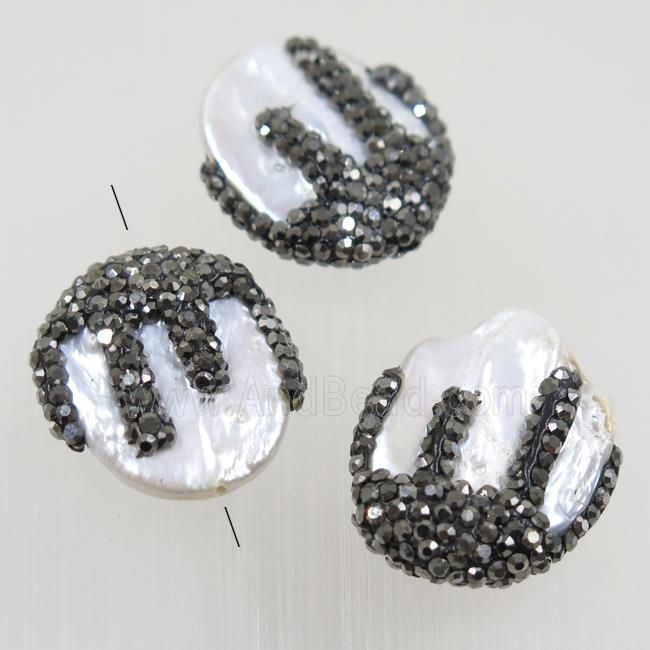 freshwater pearl beads paved rhinestone